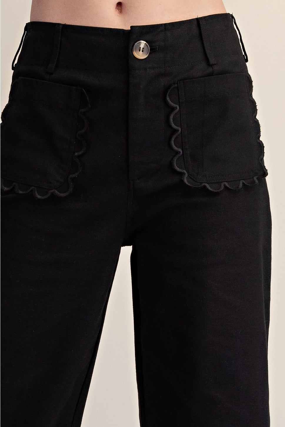 Colette Wide-Leg Scallop Pocket Pants