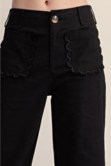 Colette Wide-Leg Scallop Pocket Pants