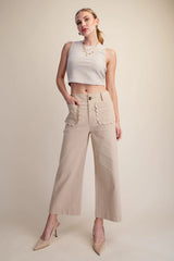 Colette Wide-Leg Scallop Pocket Pants