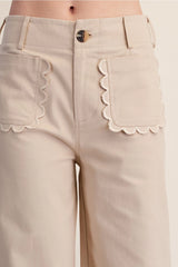 Colette Wide-Leg Scallop Pocket Pants
