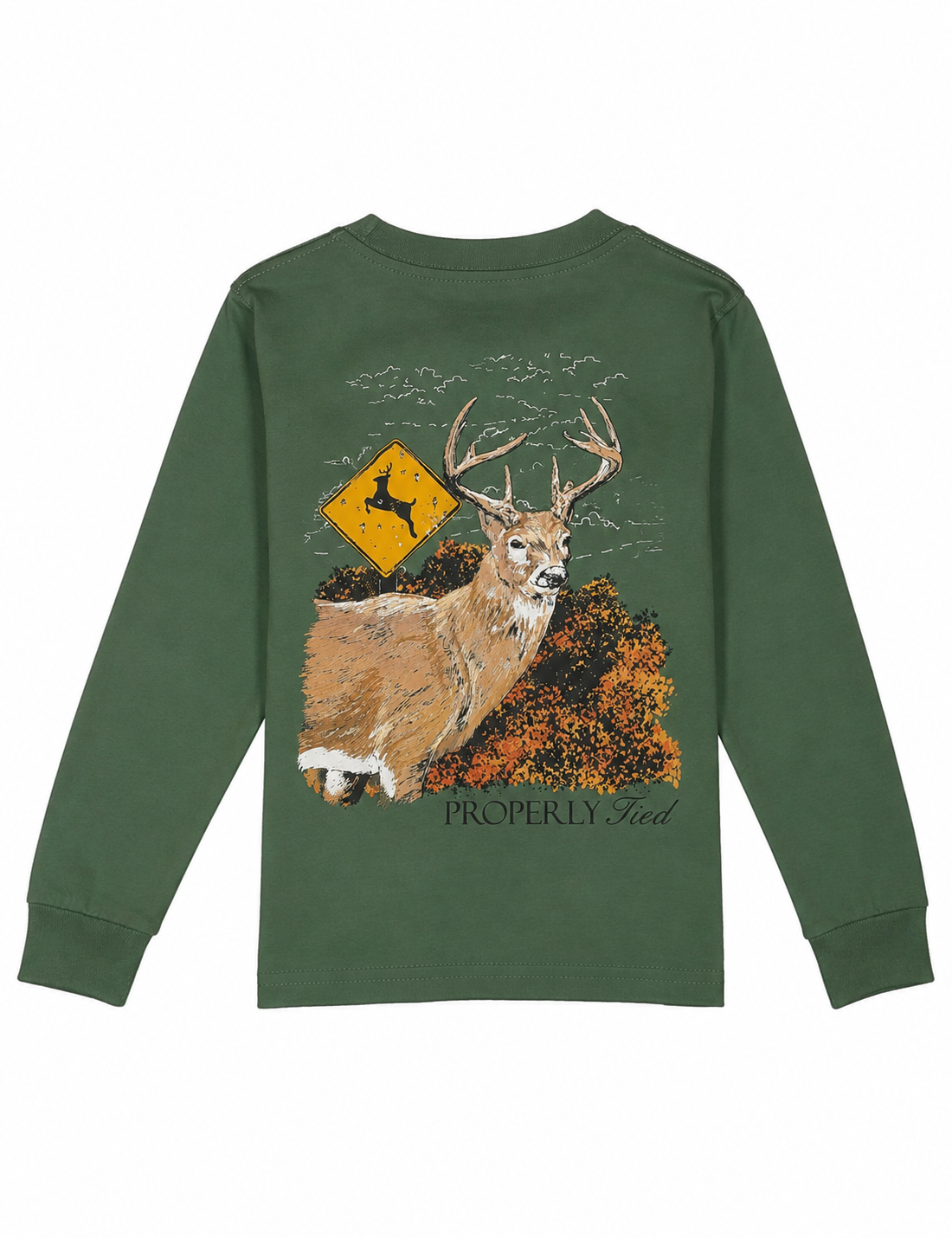 Boys Deer Crossing LS Fern Green Longsleeve Shirt