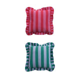 Cotton Printed Striped Pillow with Ruffle