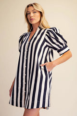 Lisa Navy Striped Dress