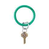 Leather Big O® Key Ring - Emerald Croc-Embossed