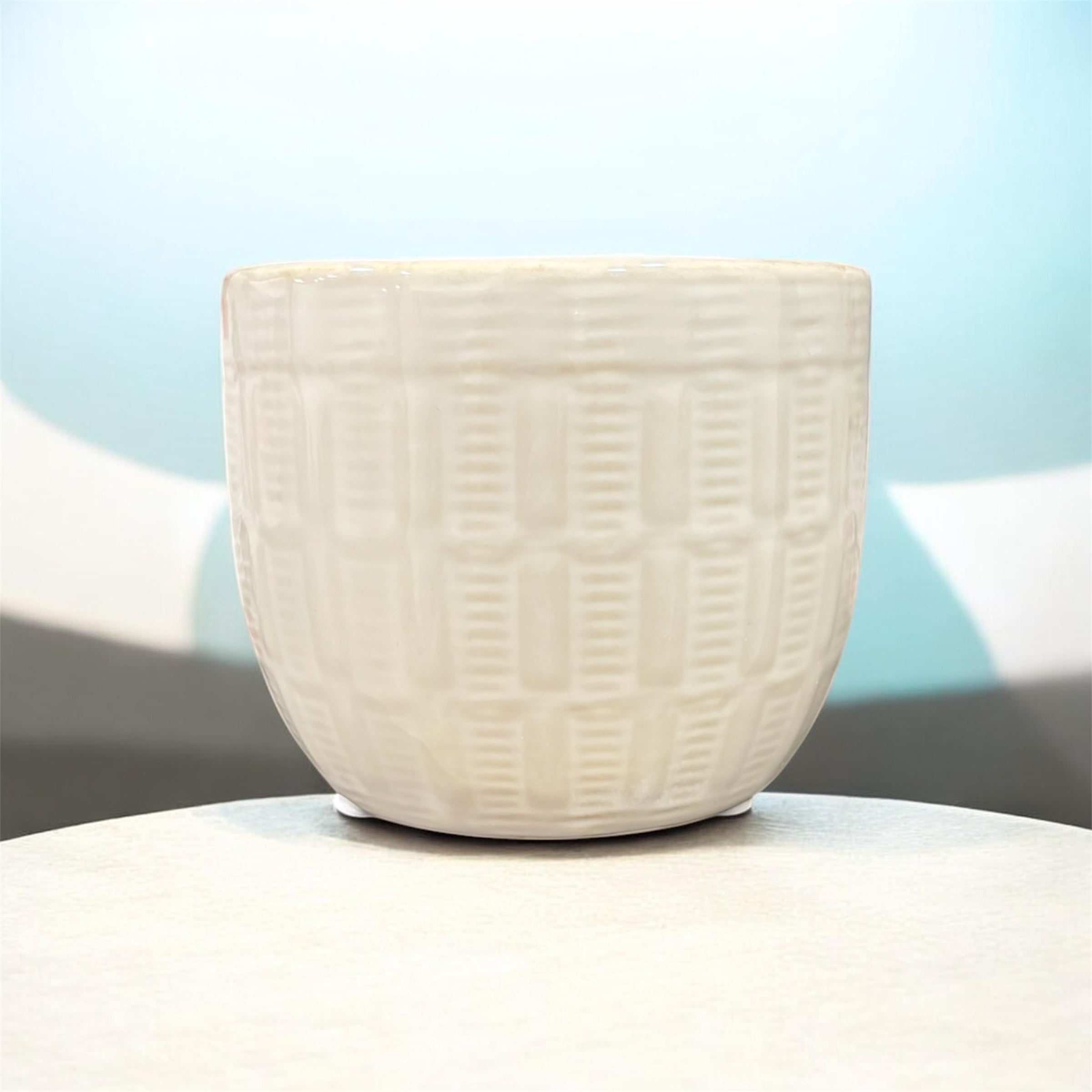 White Stoneware Planter