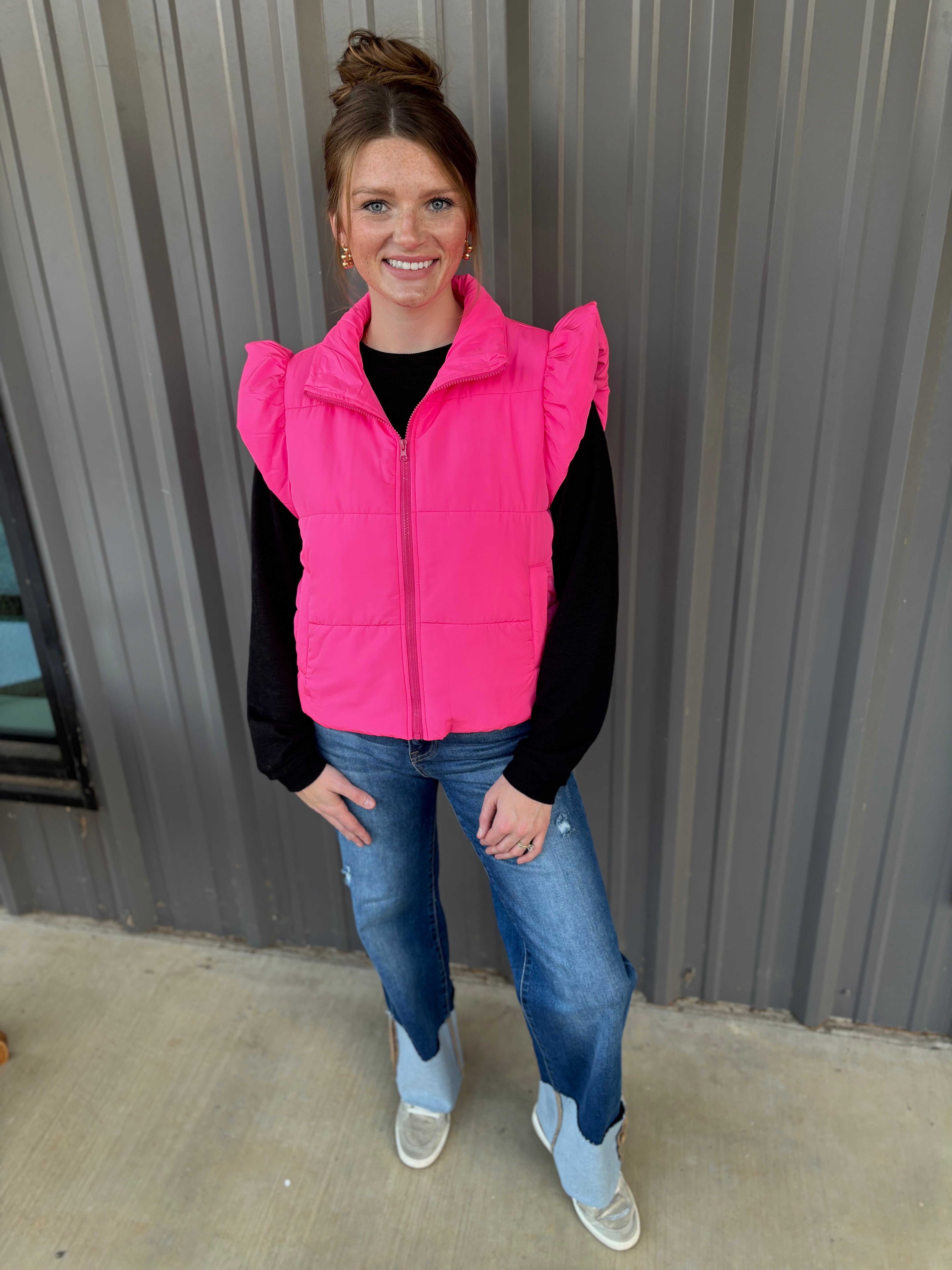 Lile Ruffle Quilted Vest