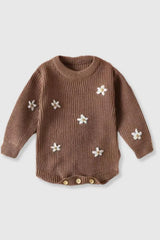 Newborn Sweater Onesie With Floral Embroidery