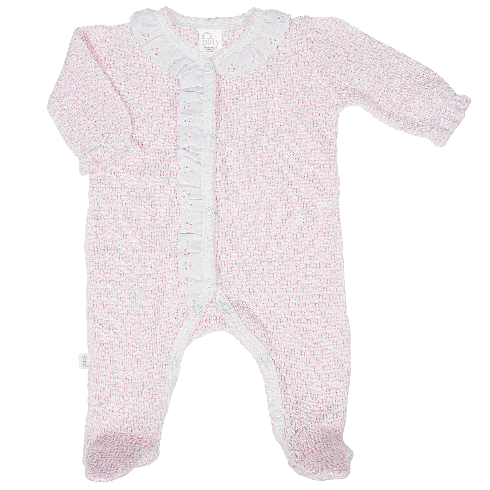 Paty Pink Footie Onesie With Eyelet Trim