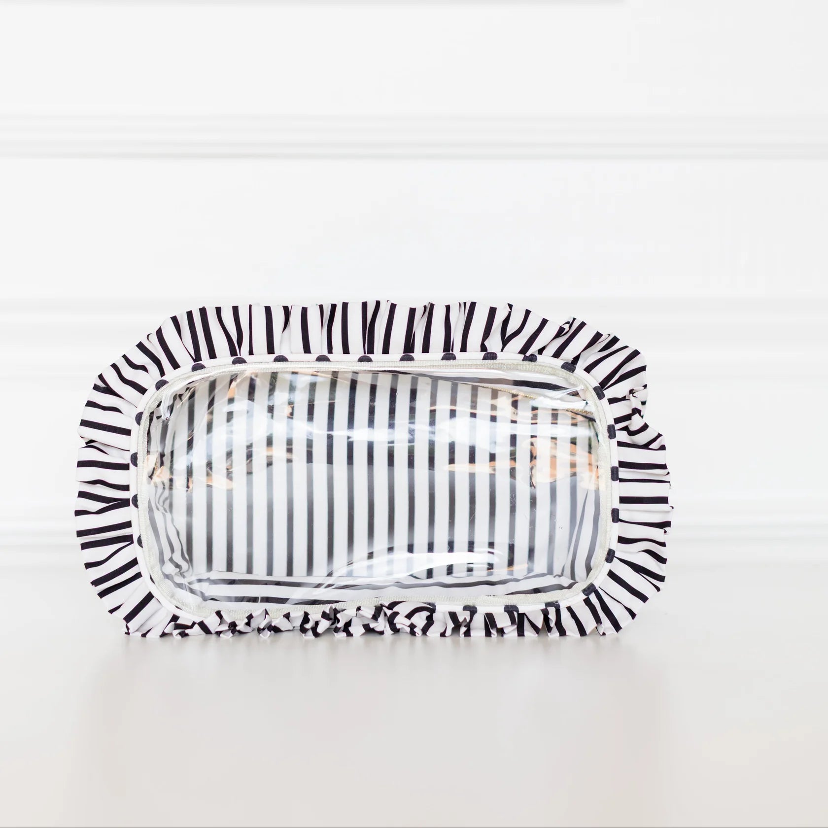 Ruffled Nylon Large Clear Pouch