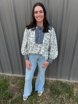 Denim Blossom Blouse