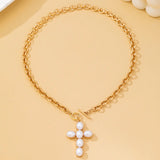 Pearl Cross Toggle Necklace
