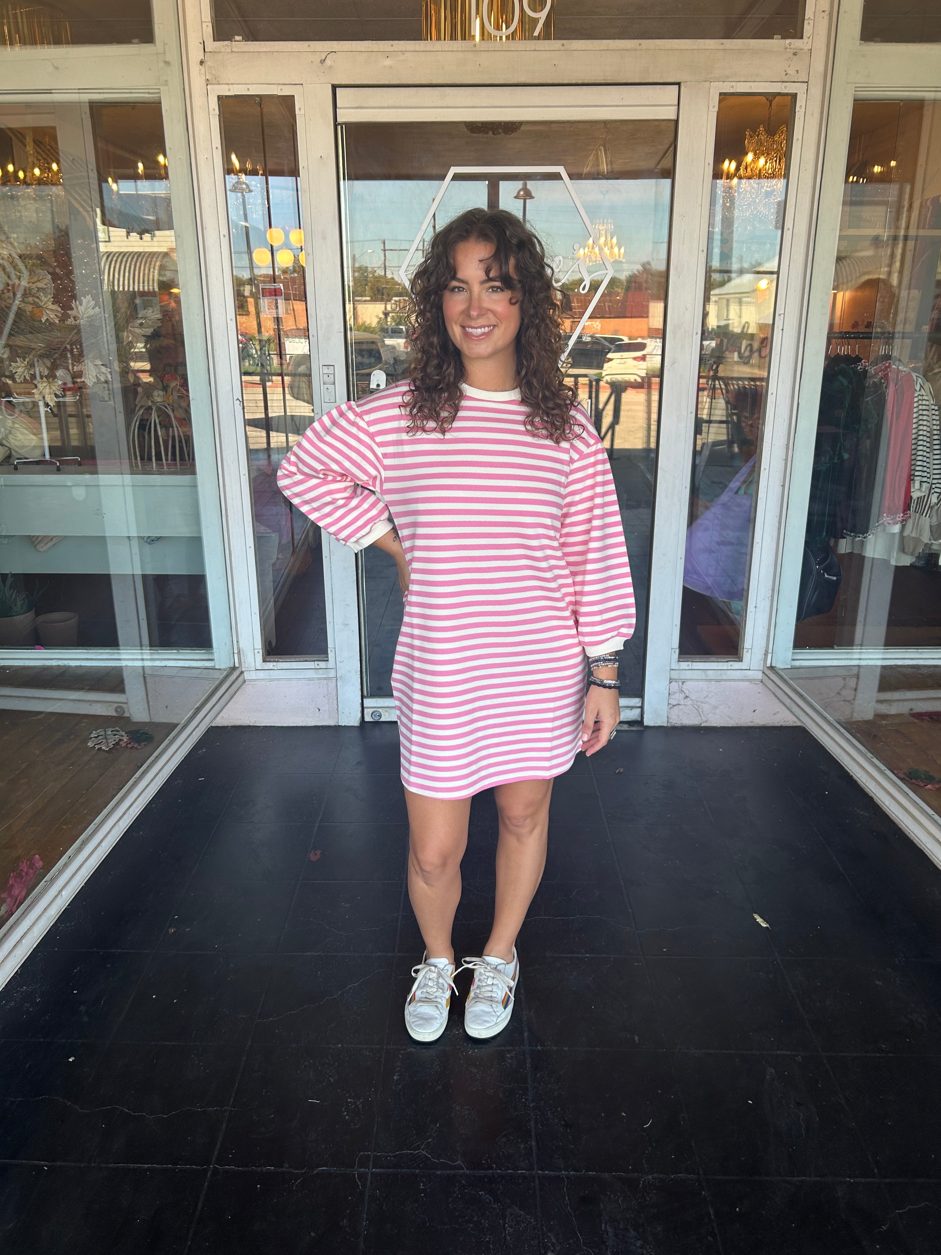 Stripe sleeved dress