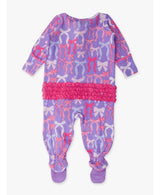 Rosy Ribbon Ruffle One Piece Footie PJs