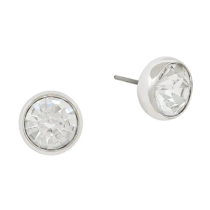 Silver 8mm Crystal Post Earring