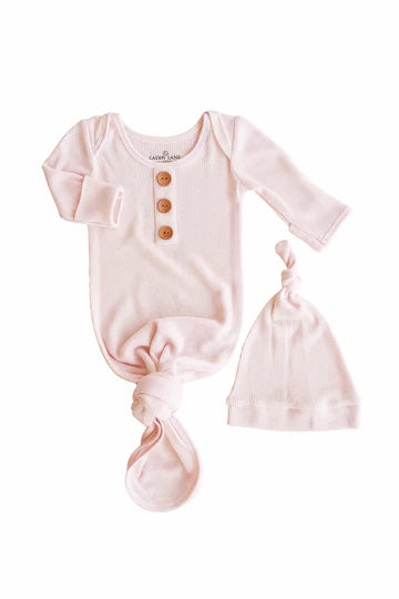 Bamboo Waffle Newborn Baby Knot Gown & Hat Set