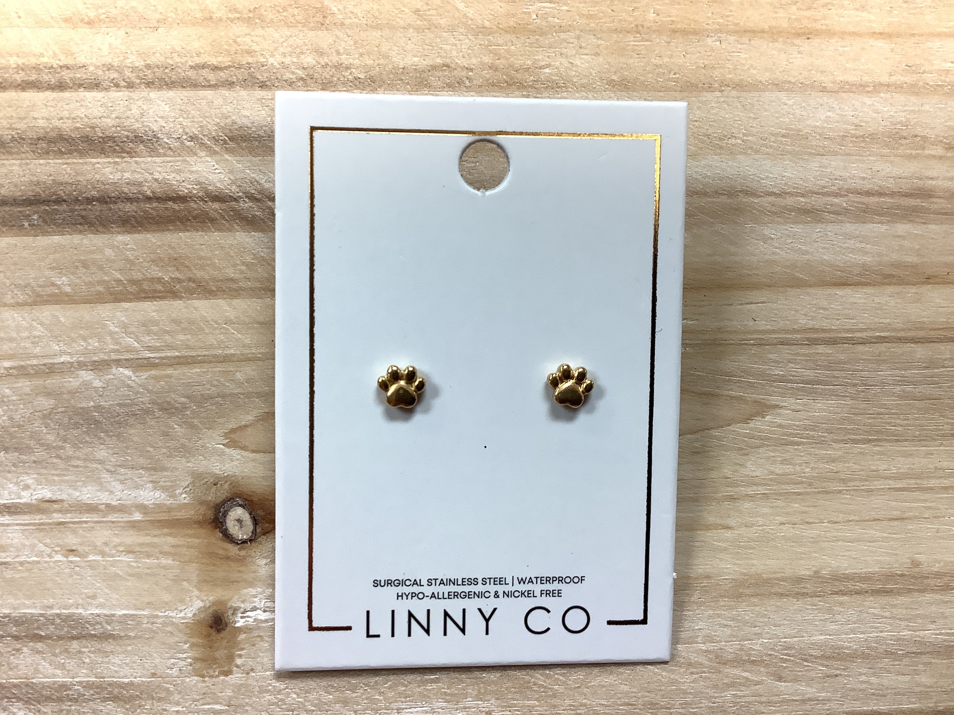 Linny Co Paw Print Gold Earrings