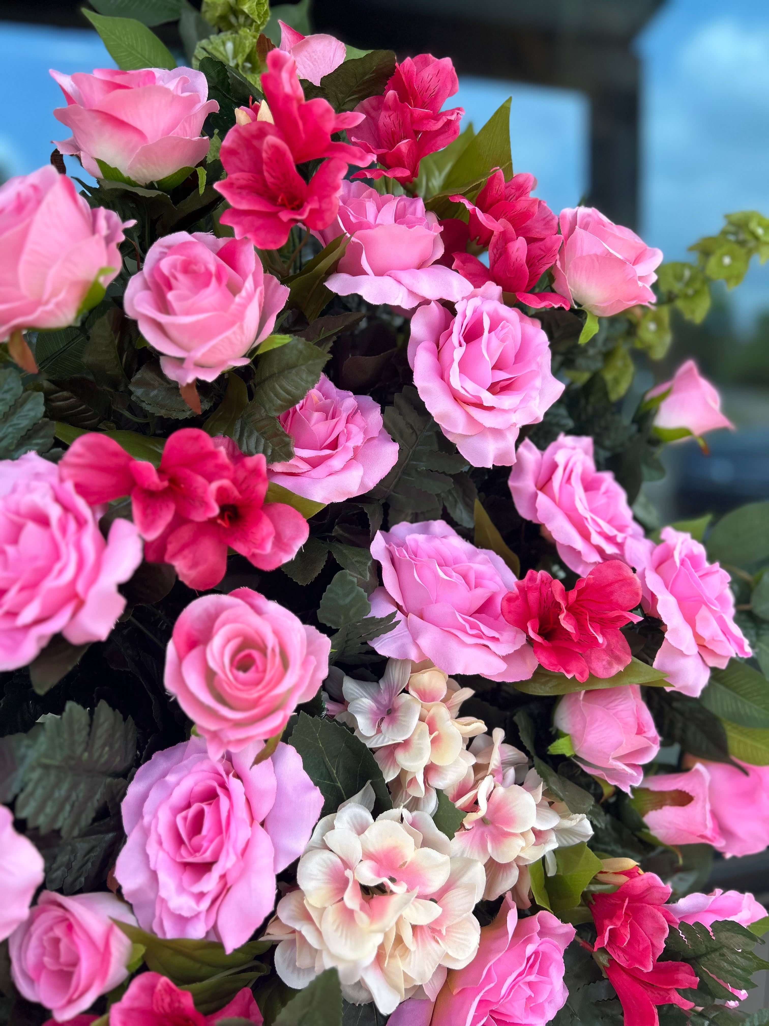 Pink Silk Flower Easel