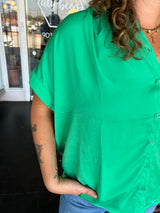 Emerald collared button up top