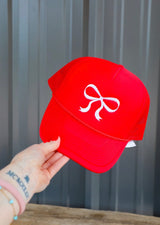 White Bow Foam Trucker Hat