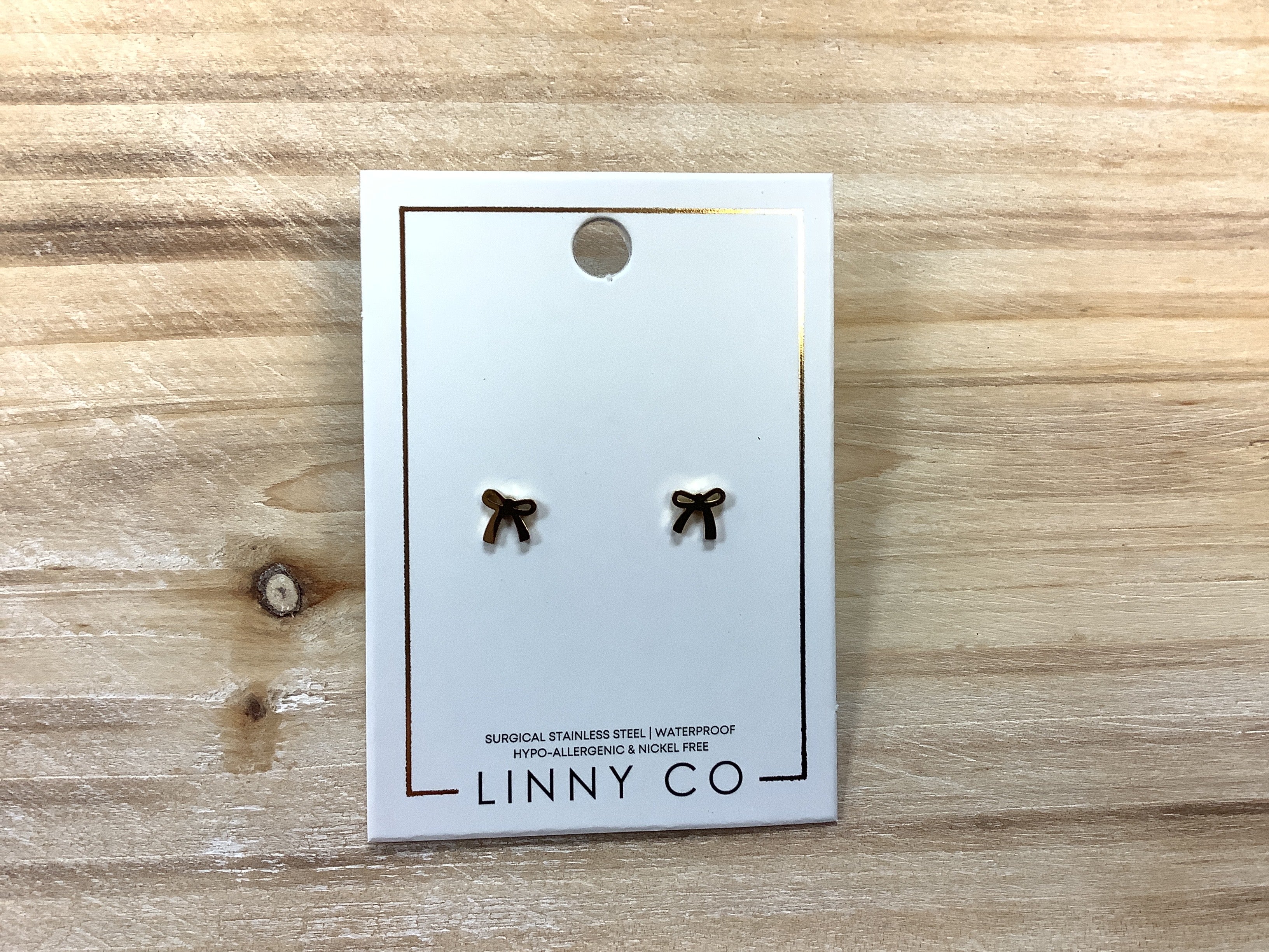 Linny Co Ruby Bow Gold Earrings