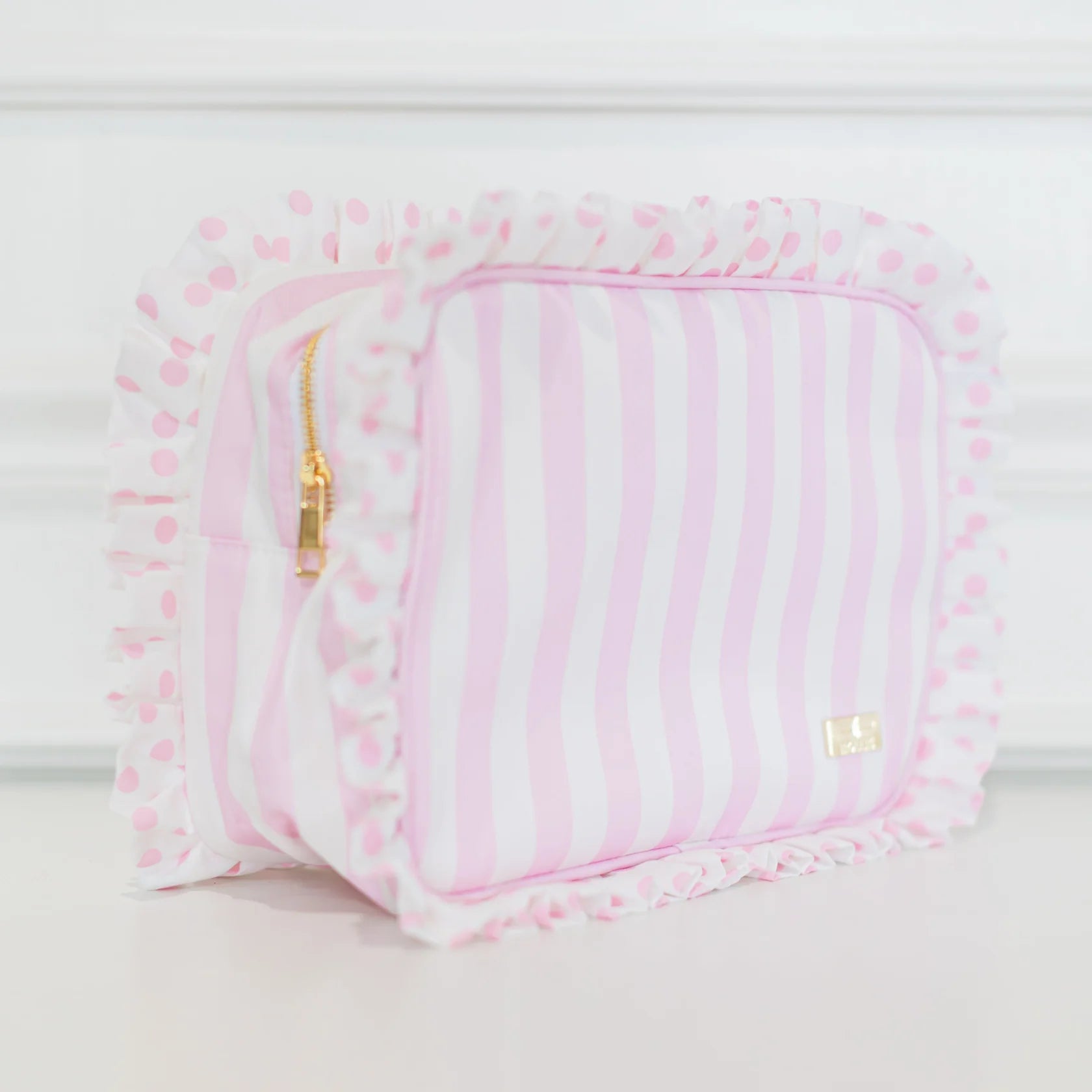 Pink Polka Stripe XL Pouch