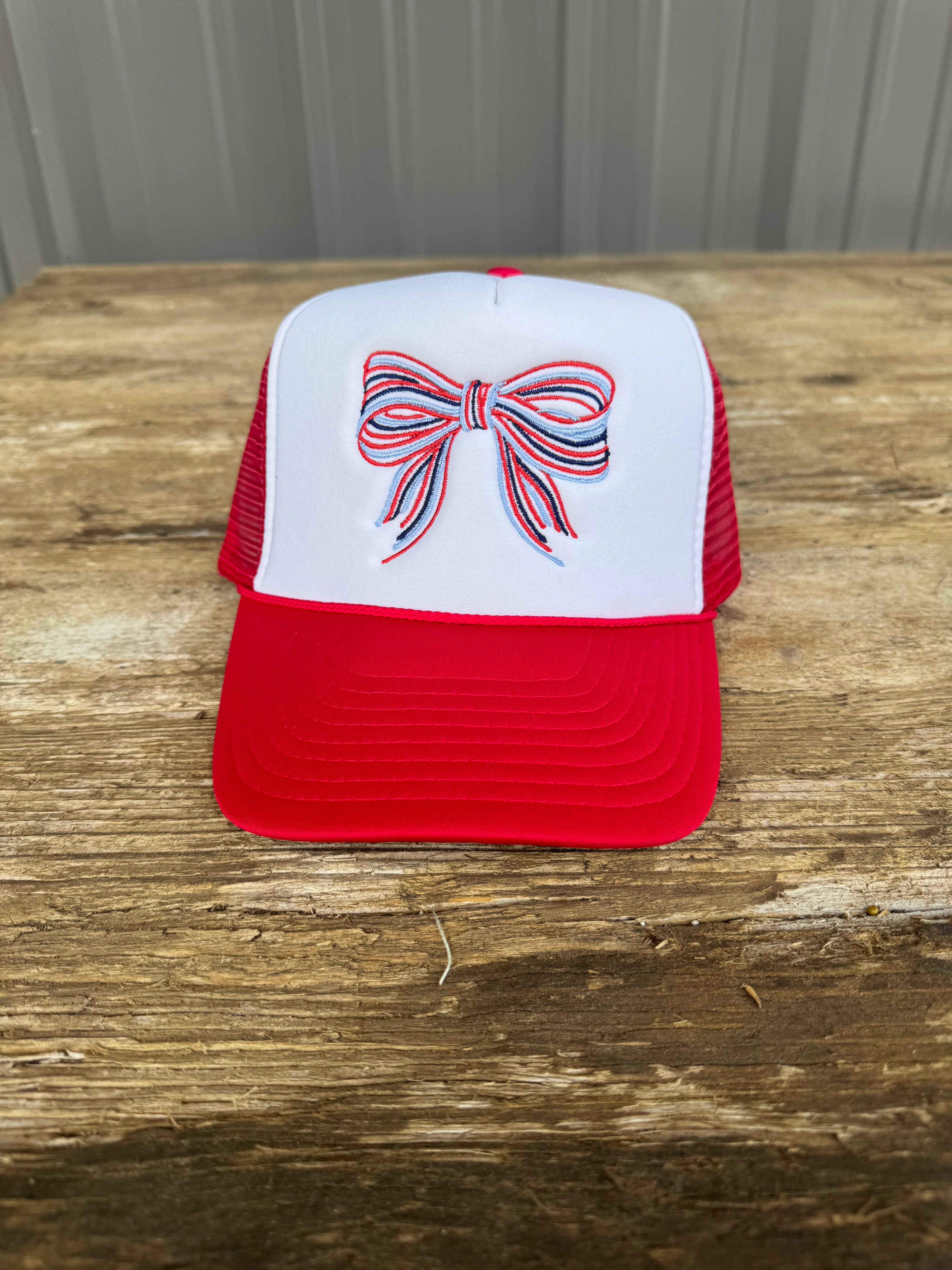 Bow Trucker Hat- Red