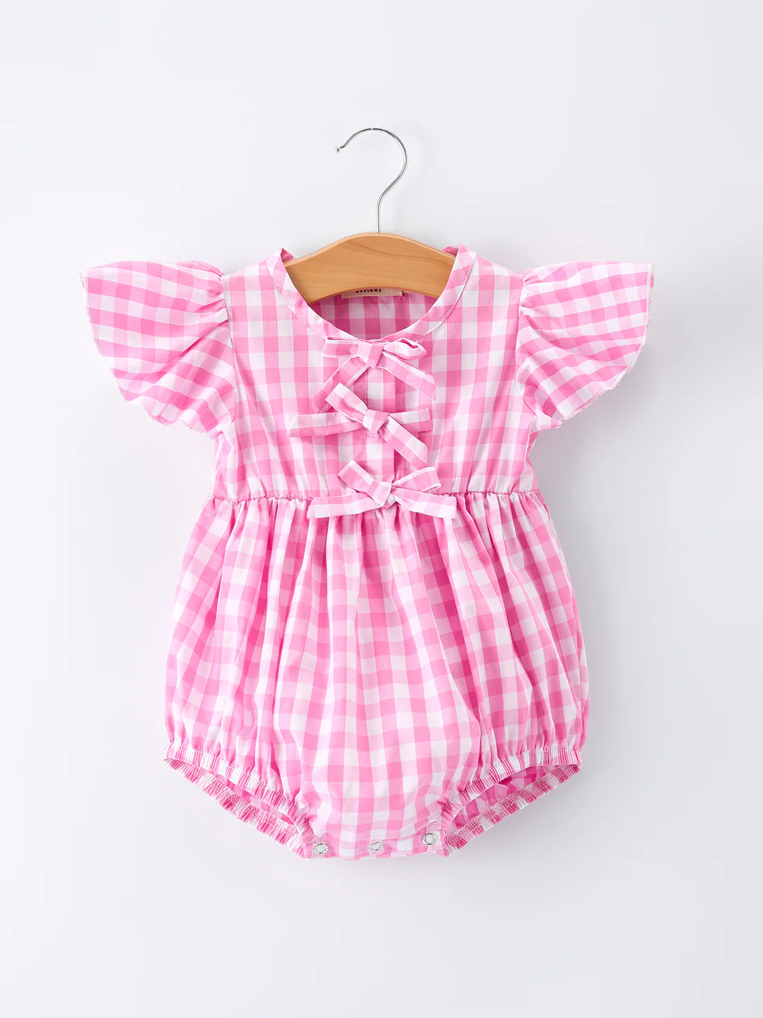 Pink Gingham Smock Romper