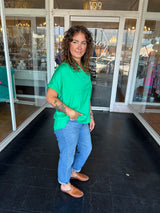 Emerald collared button up top