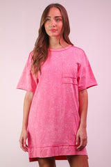 Pink Acid Wash T-shirt Dress