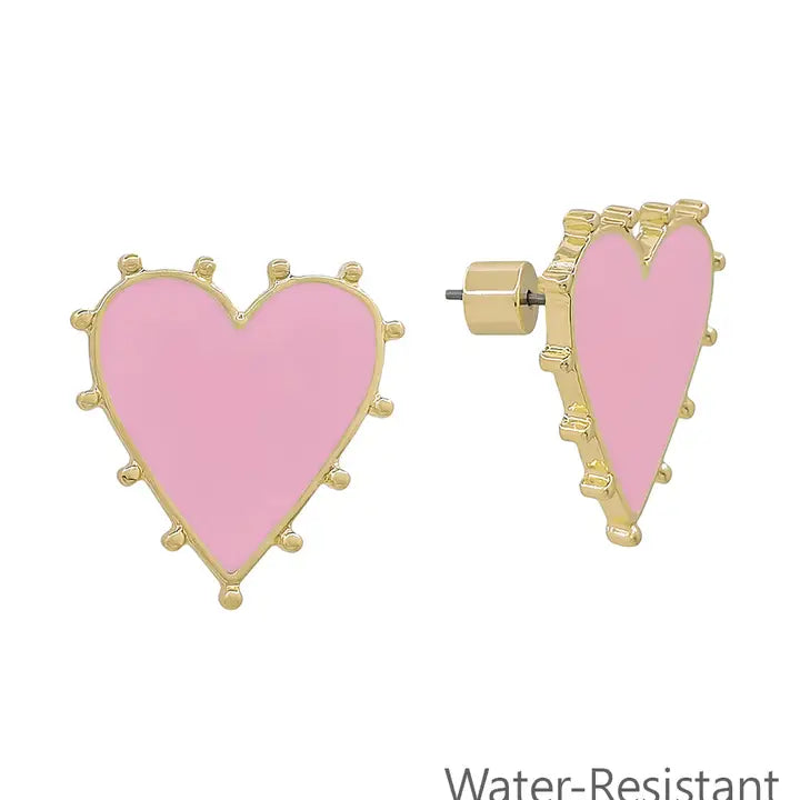 Light Pink Studded Heart Studs