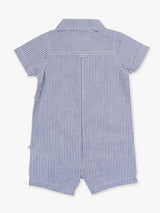 Classic Blue Seersucker Button-Up Romper