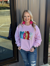 Pink Sequin Merry sweatshirt