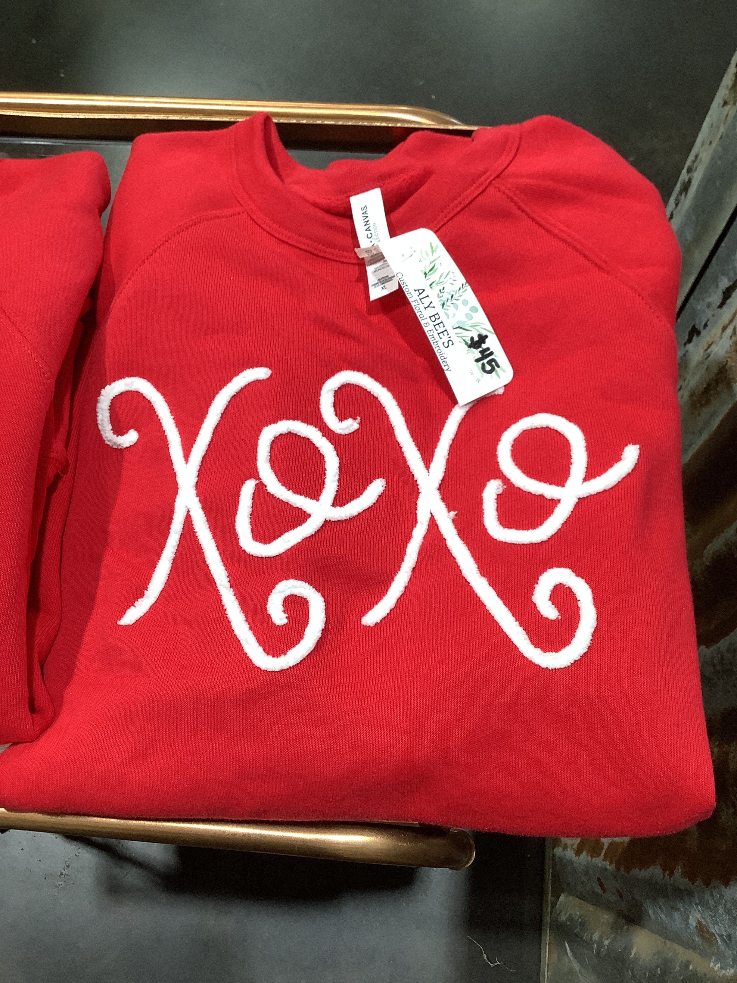 Red XOXO Yarn Sweatshirt