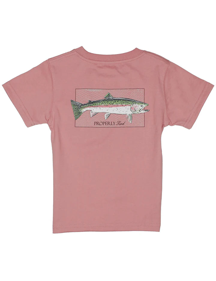 Boys Rainbow Trout SS Salmon Tee