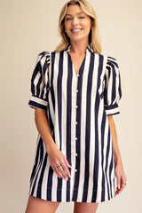 Lisa Navy Striped Dress