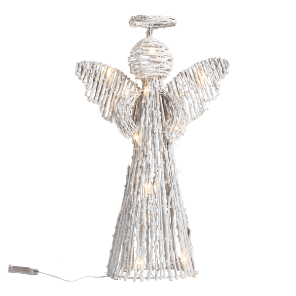 Large White Rattan LED Angel