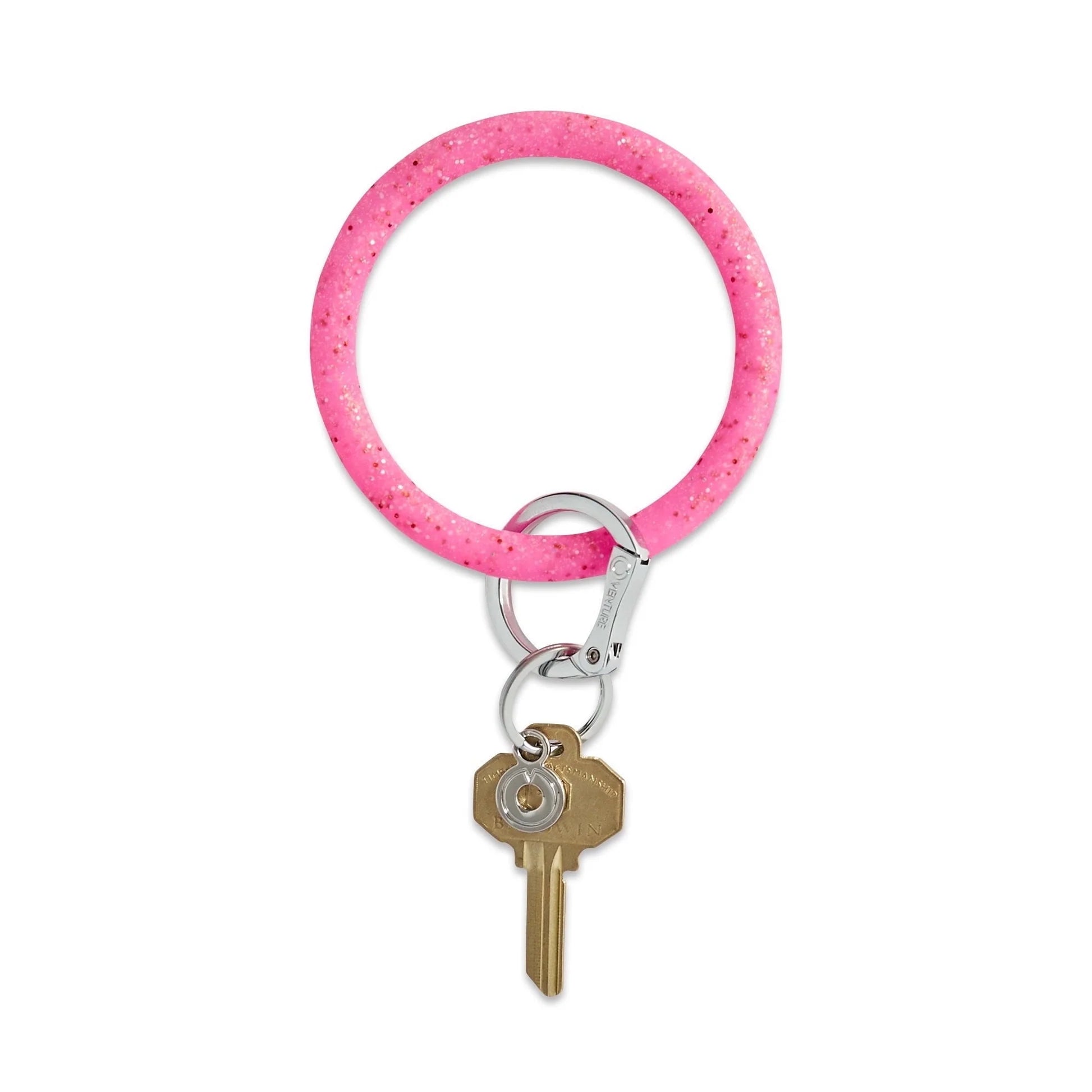 Silicone Big O® Key Ring - Tickled Pink Confetti