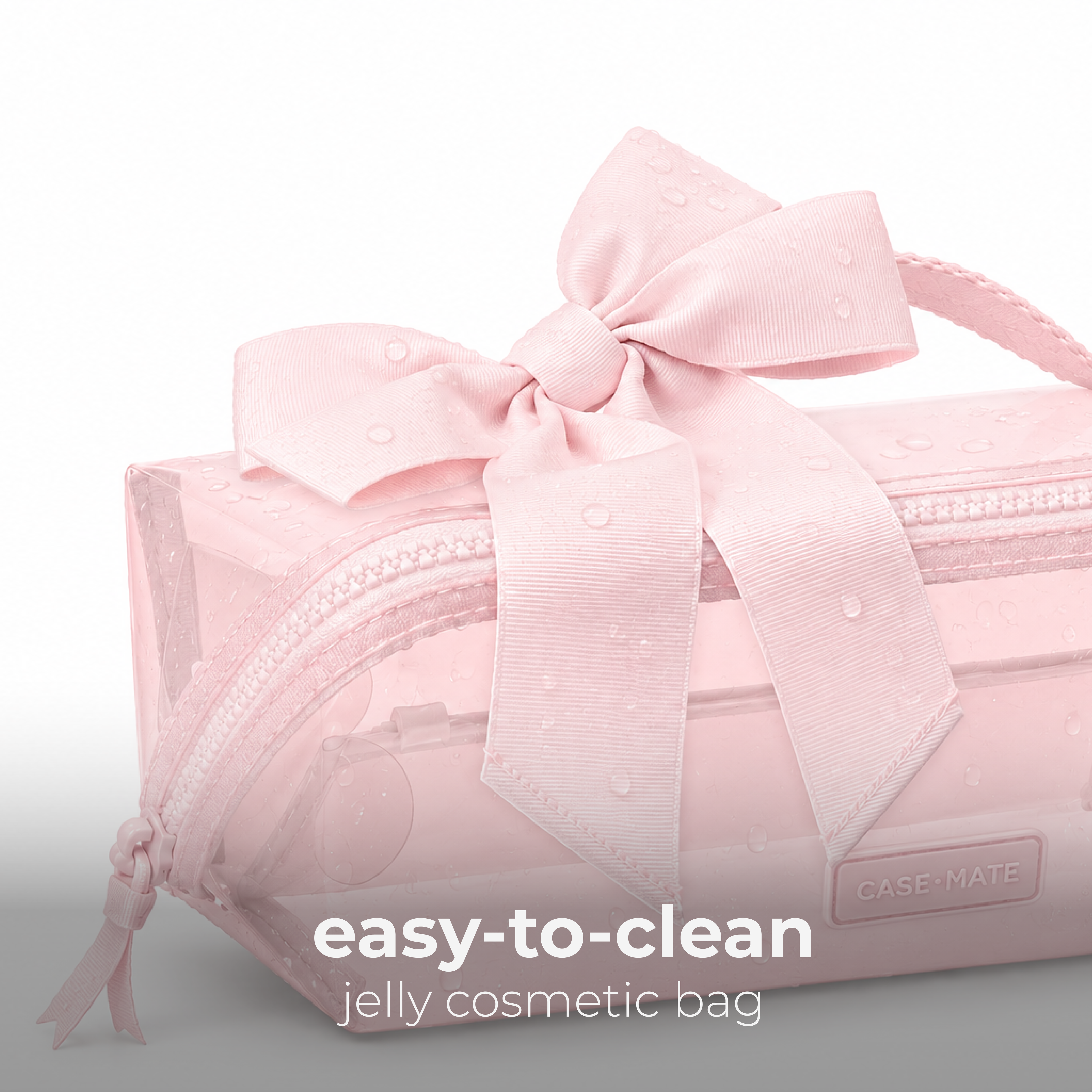 Jelly Cosmetic Bag – Ballet Pink Bow Lay-Flat Makeup Bag