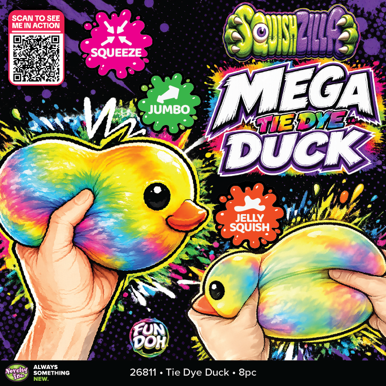 Fun Doh MEGA 5" Squishy Tie Dye Duck Toy Variety