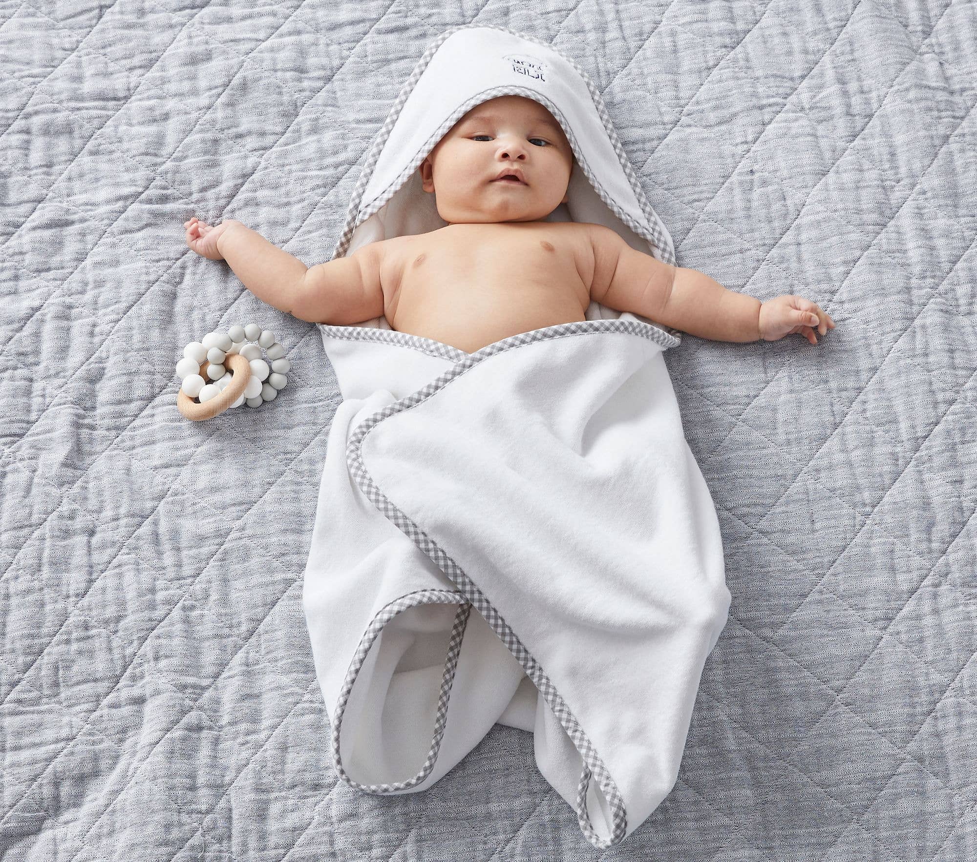 Hooded Terry Cloth Towel Bath Set - Gingham