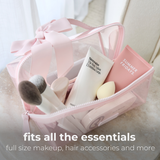 Jelly Cosmetic Bag – Ballet Pink Bow Lay-Flat Makeup Bag