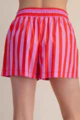 Audrey Striped Elastic Band Shorts