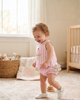 Pink Stripe Cupcake Applique Top & Bloomer Set