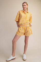 Audrey Striped Elastic Band Shorts