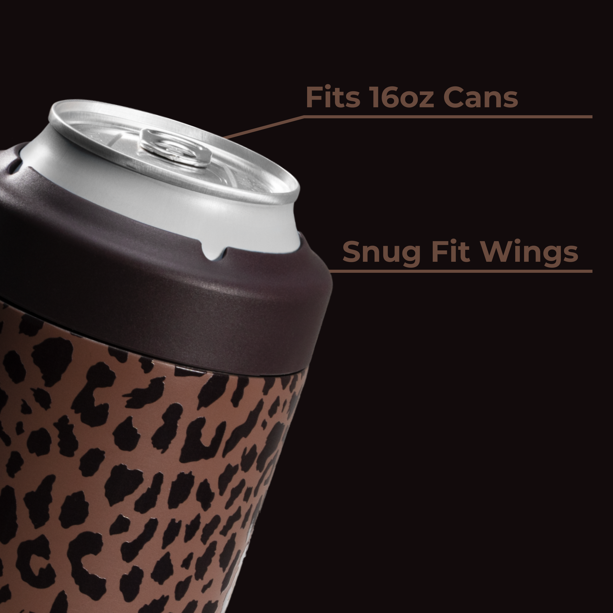 Brown Leopard HydroJug 16 oz Can Cooler