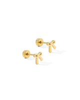 Linny Co Ruby Bow Gold Earrings