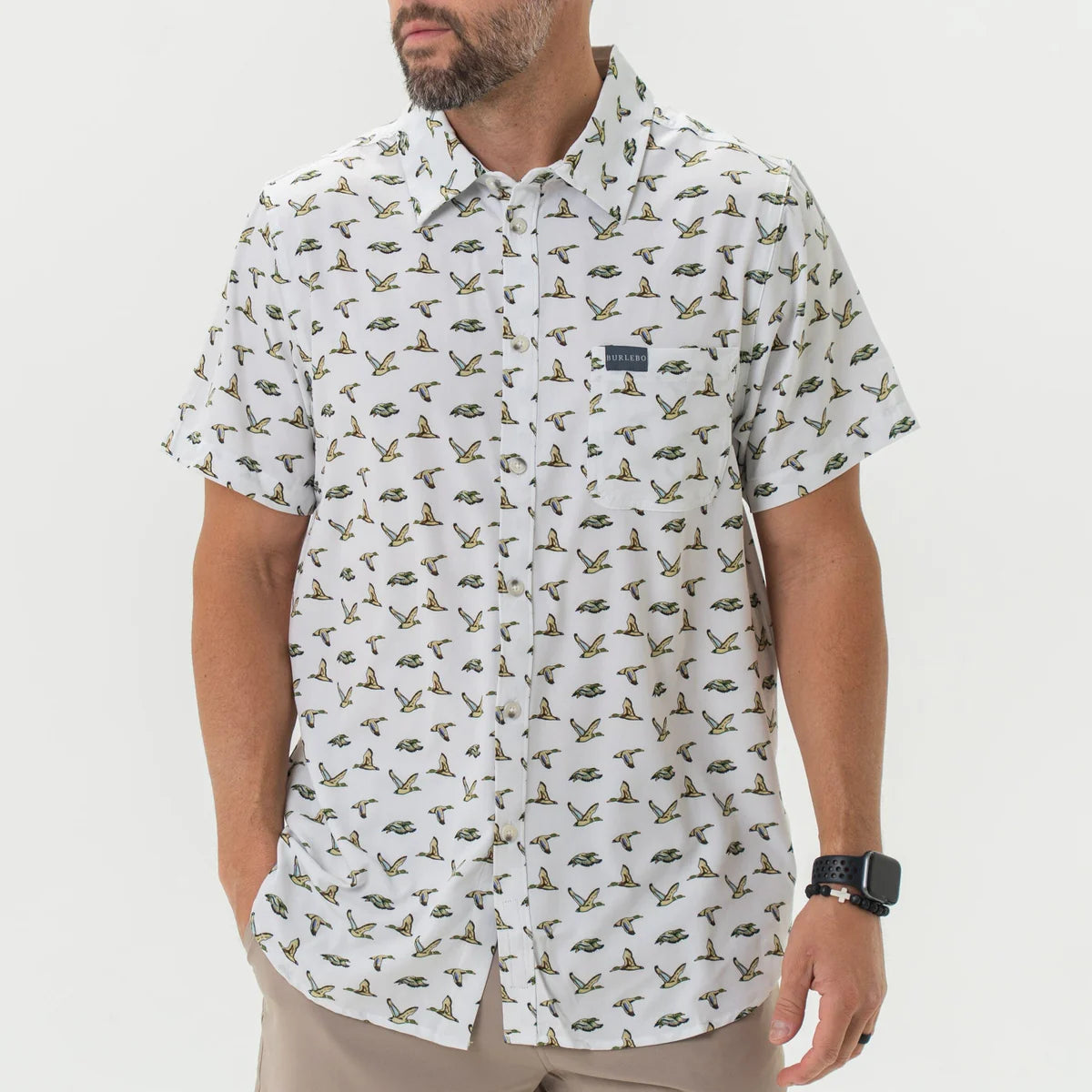 Flying Mallard Ducks Performance Button Up