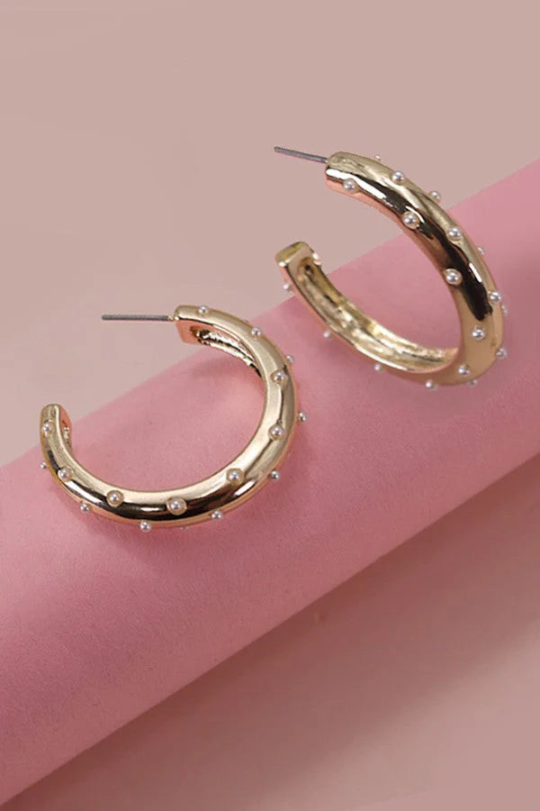 Pearl Studded Hoops