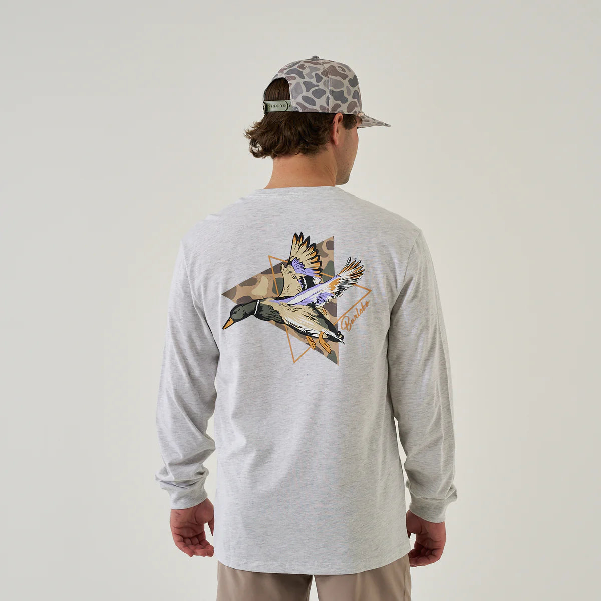 Long Sleeve Pintail Triangle Duck Tee Heather Ash Grey