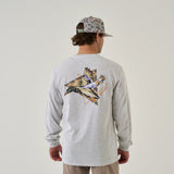 Long Sleeve Pintail Triangle Duck Tee Heather Ash Grey